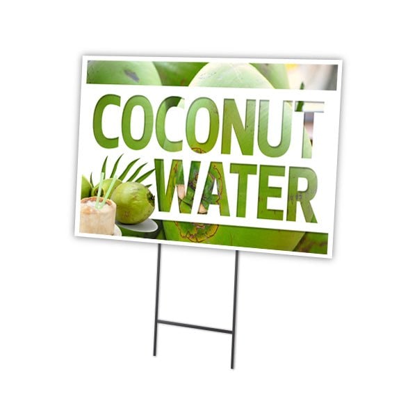 Coconut Water Yard Sign & Stake outdoor plastic coroplast window, C-1216-DS-Coconut Water